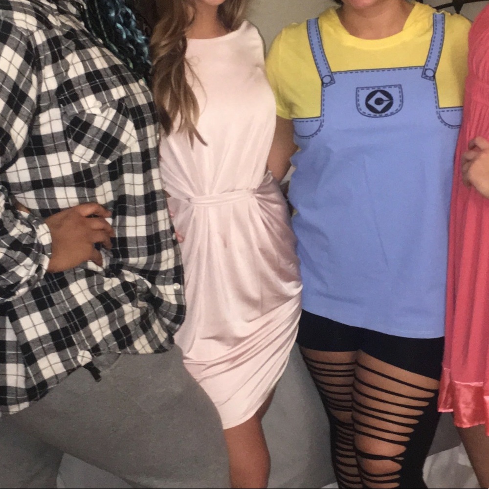 Pink long sleeve side cut out dress